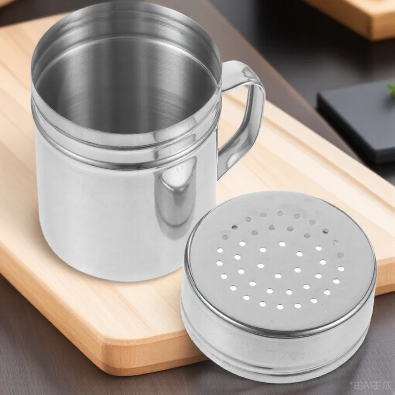 

Seasoning Canister Stainless Steel Medium Handle Powder Duster Reusable Baking Shaker Sugar Shaker Duster Metal Seasoning