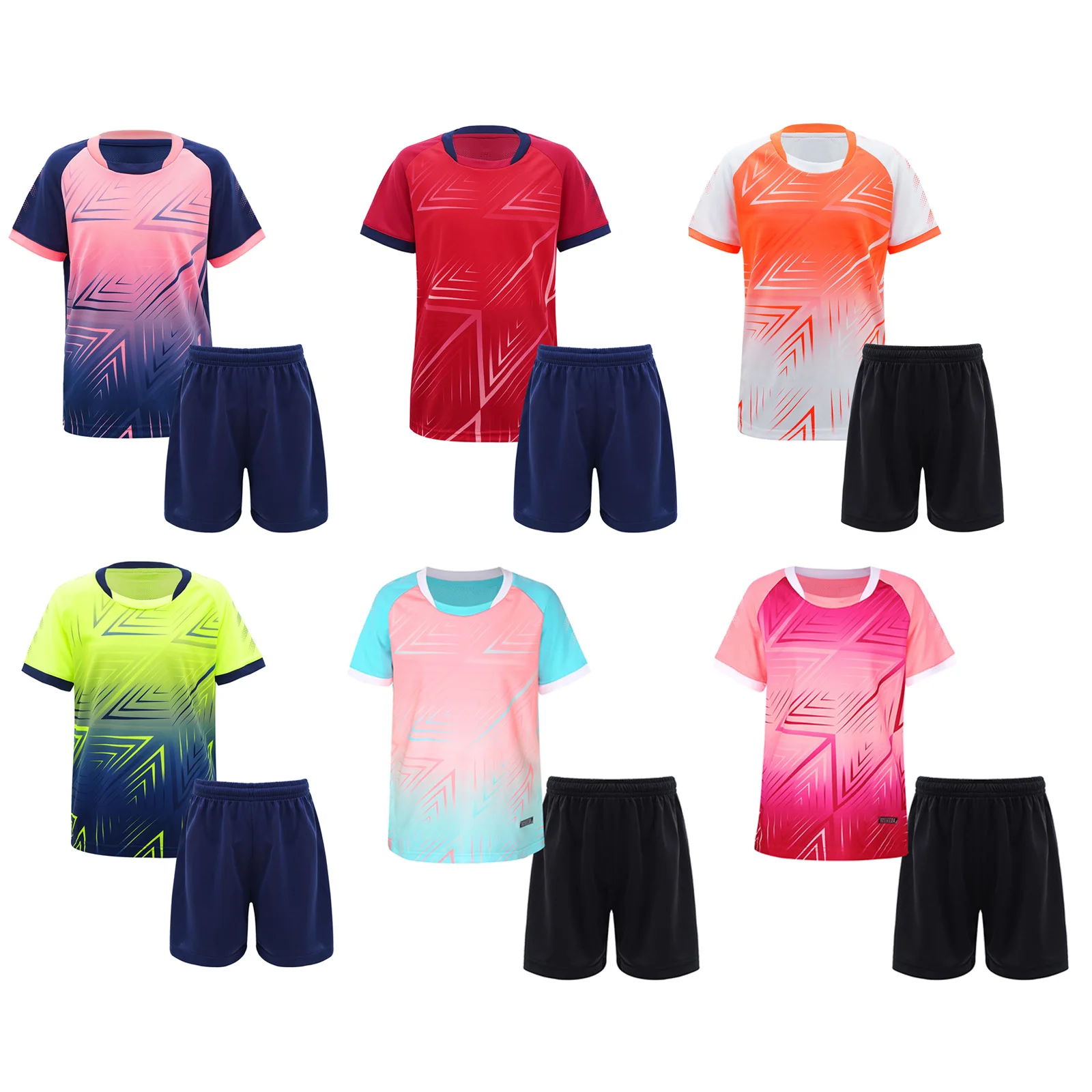 Kids Boys Football Outfits Sportswear Print Short Sleeve T-shirt with Elastic Waistband Drawstring Shorts Set Workout Tracksuit
