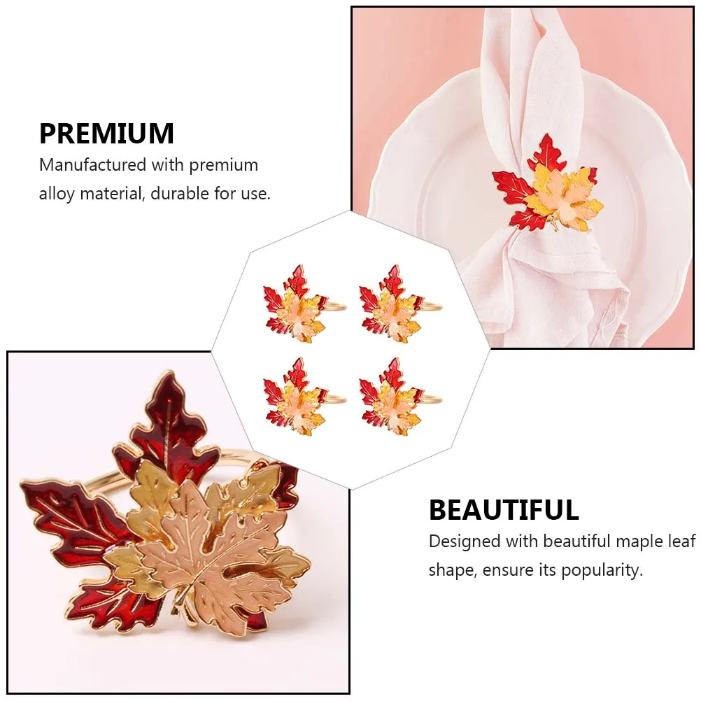 

4 Pcs Napkin Ring Table Decoration Thanksgiving Design Fall Festival Holder Day