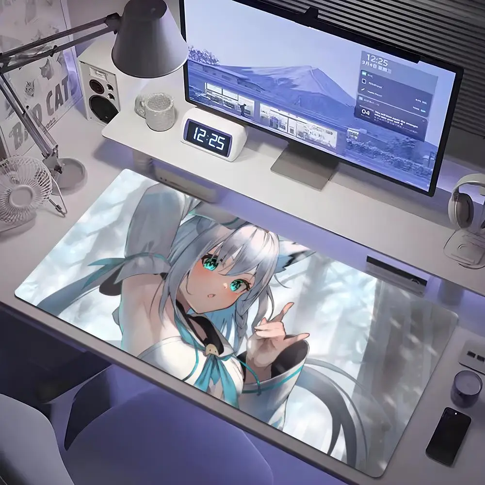 

shirakami fubuki Mouse Pad Tablet mouse Pad Laptop xl desktop mouse pad, cute HD Rainbow Gaming keyboard pad, csgo Player, 90x40