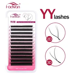 Fadvan 2D/3D YY Shape 0.07mm C/D Curved Natural Soft Brazilian Eyelash Premade Volume Fan Lashes Extension