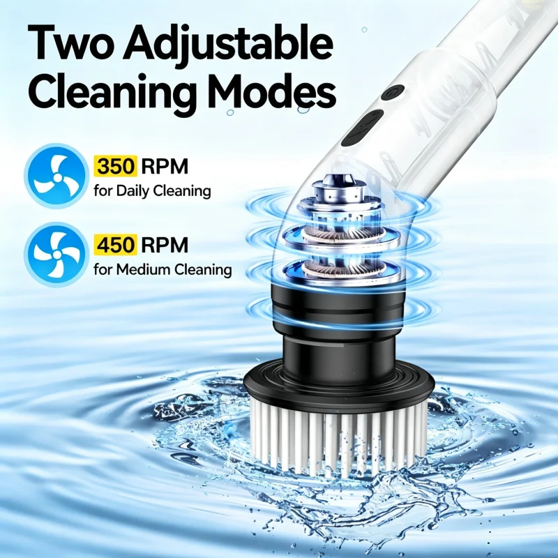 9-in-1 Portable Rechargeable Electric Cleaning Brush | Multi-functional Removable Brush Heads for Kitchen & Bathroom