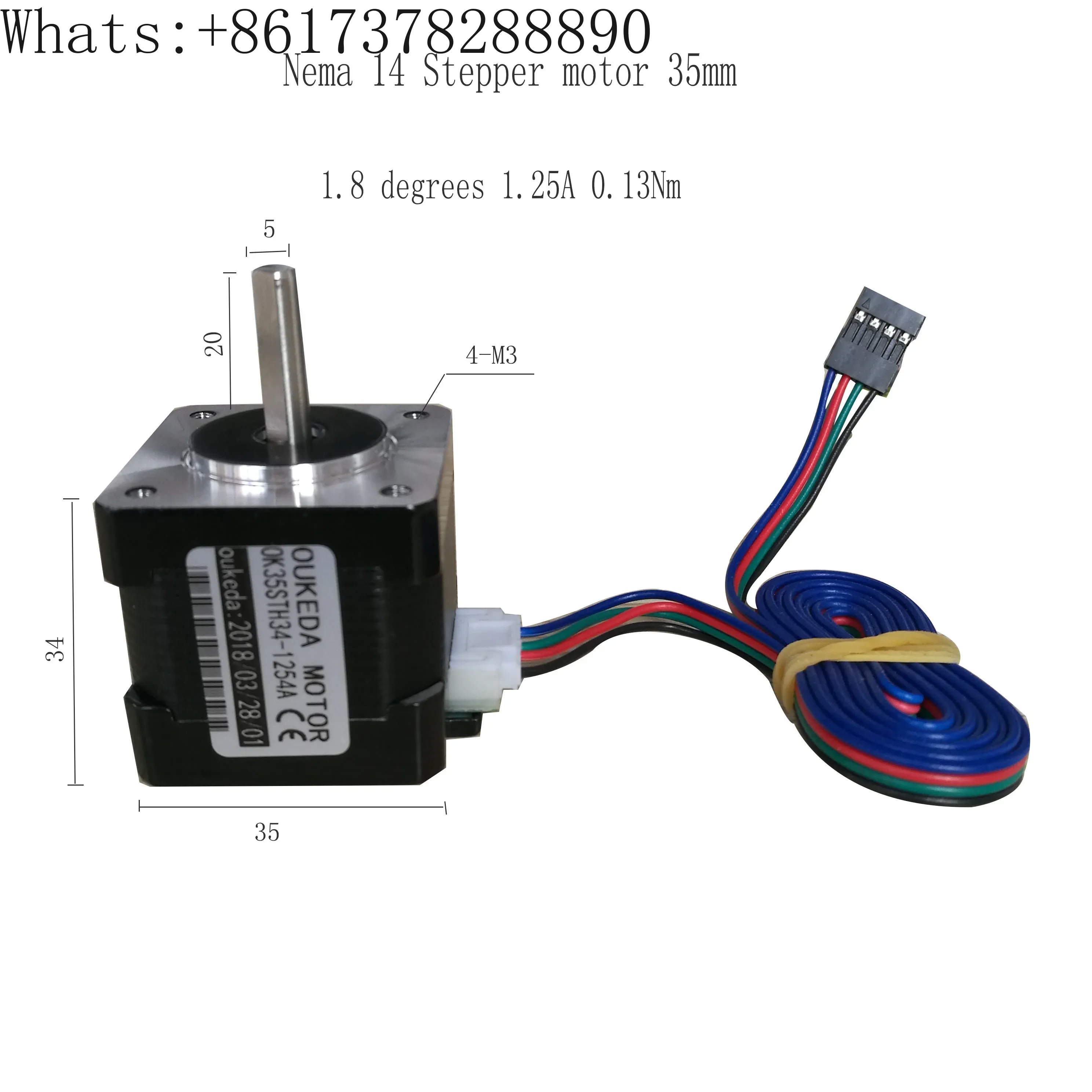 35 stepper motor two phase four wire 1.25A 0.13N M torque 34mm 35mm stepper motor