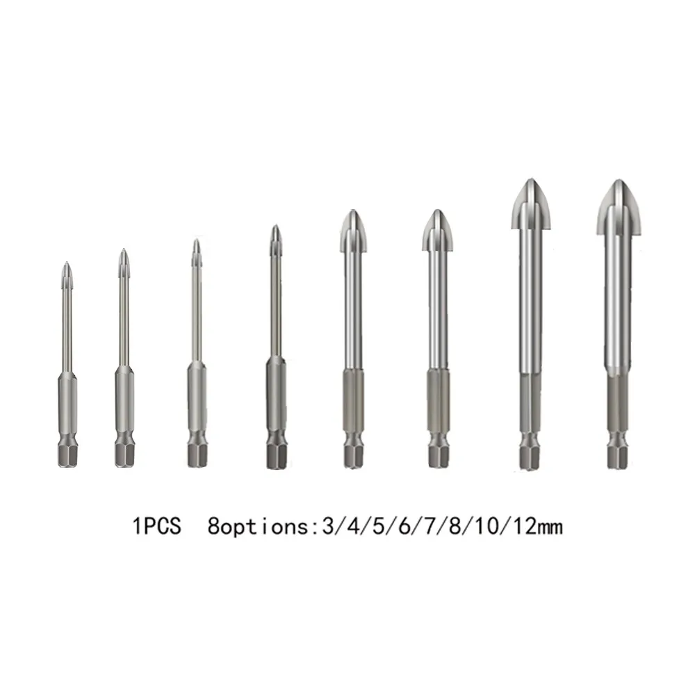 6/7/8/10/12mm Cemented Carbide Cross Hex Tile Bit Glass Marble Tile Drill Bit Concrete Hole Opener Alloy Triangle Drill Bit