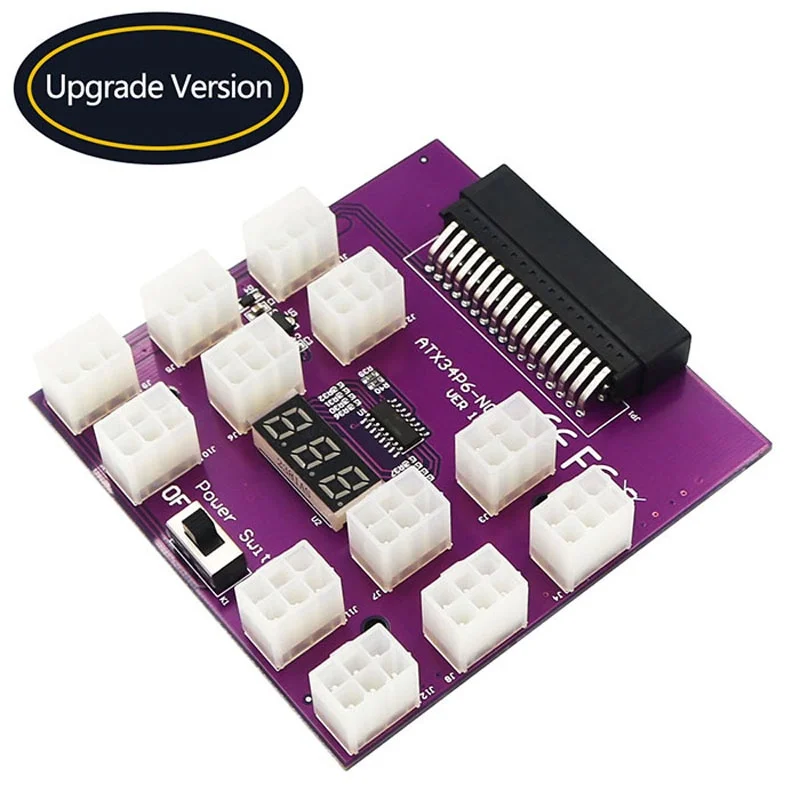 Power Supply Breakout Board With 12 PCS ATX 6Pin Power Connector for Emerson 7001484 Power Supply