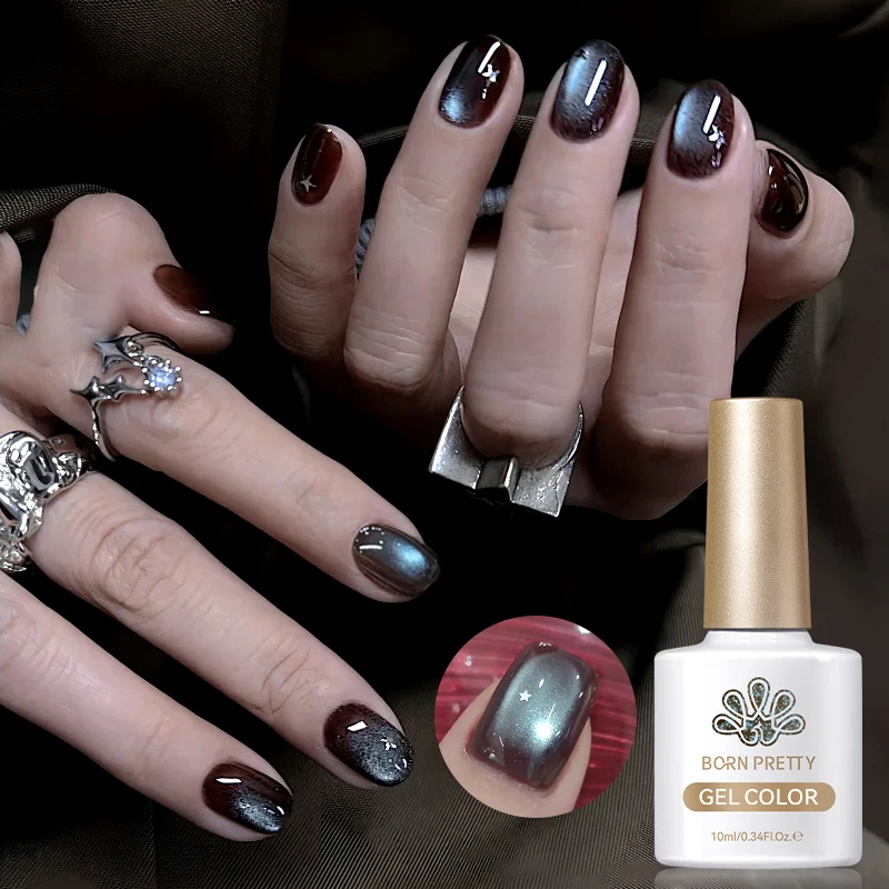 BORN PRETTY 10ml Brown Blue Nail Gel Cat Magnetic Gel Nail Polish Semi Permanent Nail Art Soaking UV LED Nail Salon DIY Gel