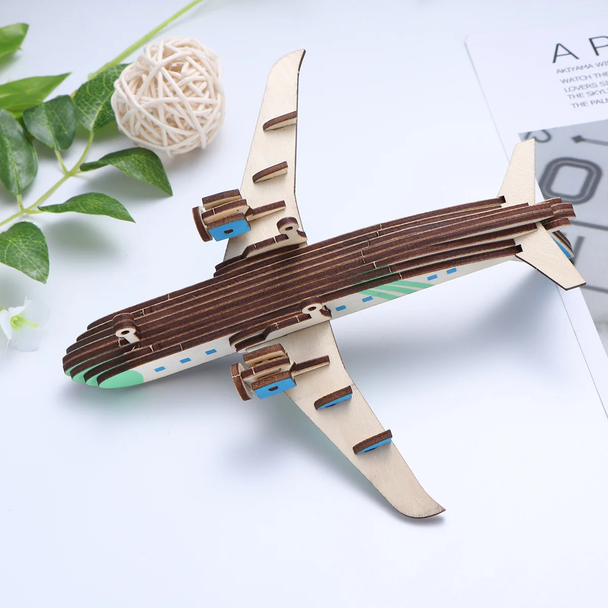 木製 3D 大型カラフルな飛行機組み立てキット高品質滑らかな木材教育用子供向けティーザーゲームギフト飛行機