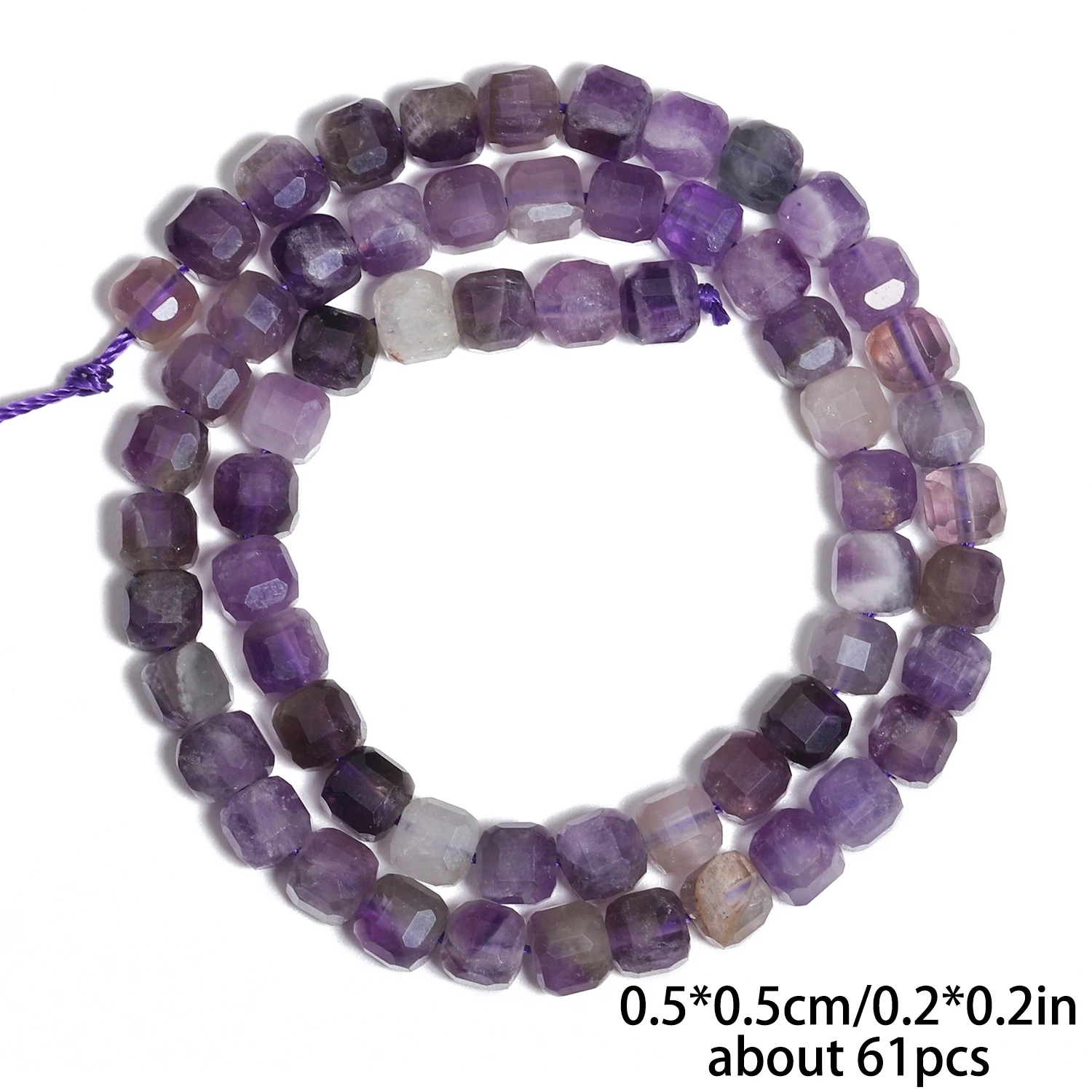 Natural Amethyst Stone Beads 5mm Facted Cube Shape Beads for Jewelry Making Diy Bracelet Beadings Accessories Wholesale