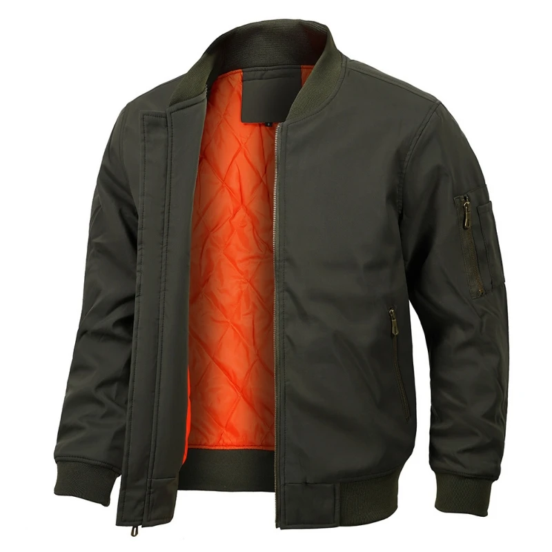 

Men's Baseball Jacket Autumn Winter Thick Warm Bomber Jacket Waterproof Windbreaker Zip Up Coat with Pockets Euro Size S-4XL