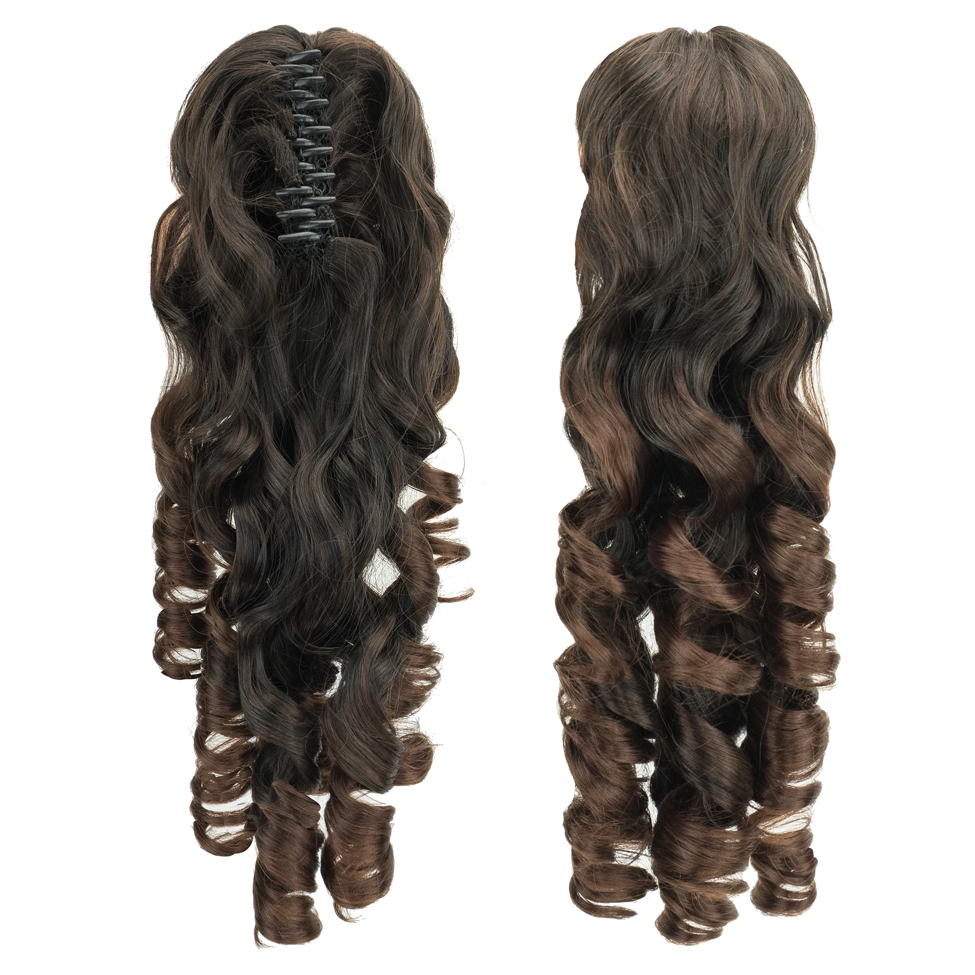 

Soowee Brown Ombre Curly Clip in Ponytails Hairpieces Claw Headwear Fake Pony Tail Hair Extensions Postiche Cabelo