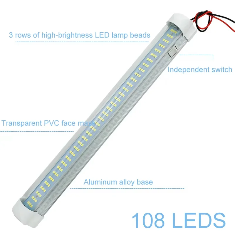 1PC 12V-80V Jasne oświetlenie wnętrza samochodu LED Uniwersalna sufitowa lampka do czytania z przełącznikiem do przyczepy samochodowej RV Van Camper