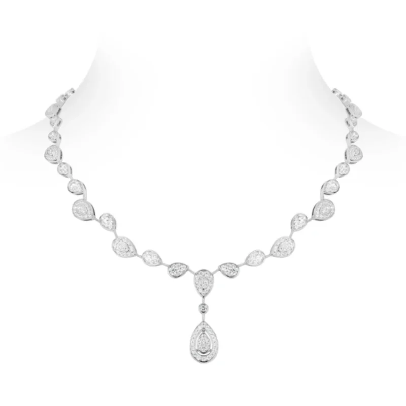 

BELLUX 925, серебряный синтетический циркон, двухслойный дизайн с каплями белой воды, банкетные украшения, Y-образное свадебное ожерелье с кисточкой