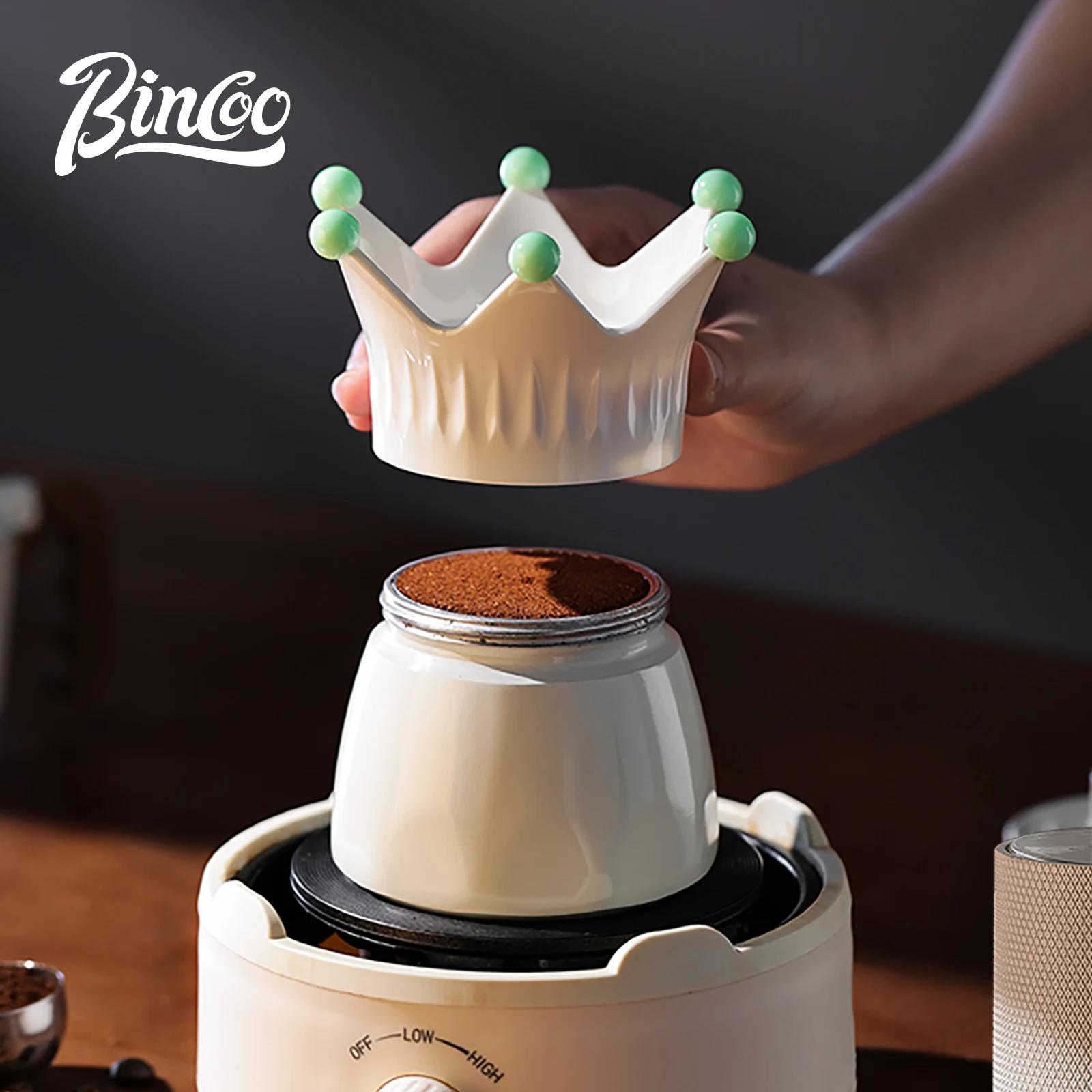 

Bincoo Dual Valve Moka Pot Espresso Machine Extraction Coffee Mocha Pot，Electric Heating Furnace Italian Home Barista Tool 220V