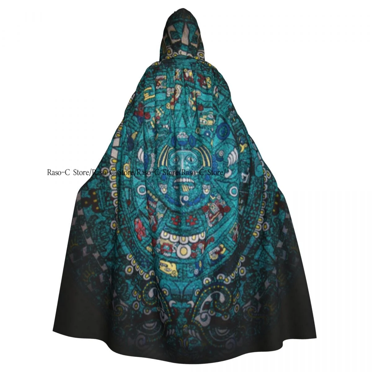 Hooded Cloak Unisex Cloak with Hood Mayan Calendar Cloak Vampire Witch Cape Cosplay Costume