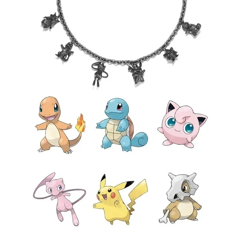 New Pokemon Kawaii Christmas Anime Pikachu Charmander Squirtle Jigglypuff Mew Cubone DIY Necklace No Fading Capsule Series