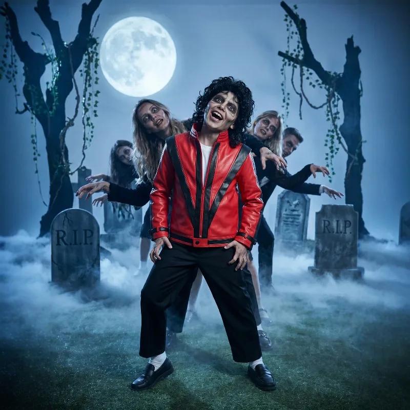 Hot Pop Rock Singer Michael Jackson Series Fashion Suit Set Music Idol Character Creative Red Leather Stage Performance Suit view 3