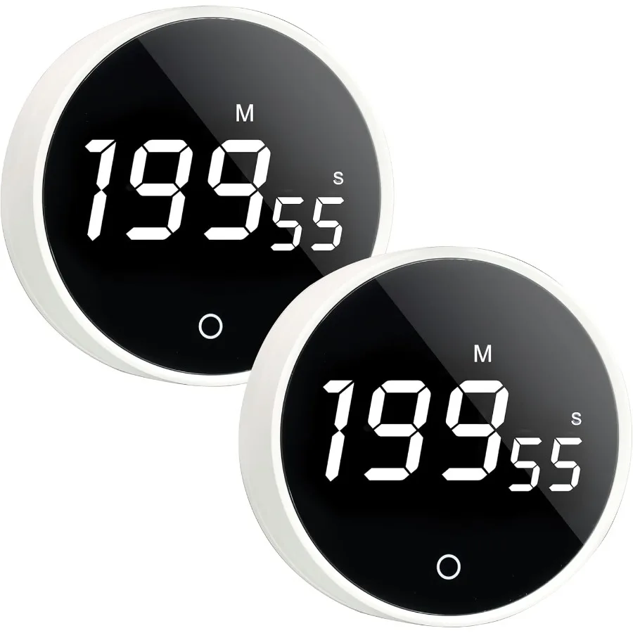 

2 шт. цифровой кухонный таймер с магнитным основанием и большим светодиодным дисплеем для приготовления пищи в тренажерном зале, встреч, классной комнаты, учебы, работы на открытом воздухе