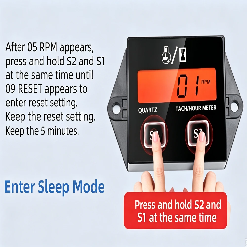 Tachometer and Timer with Backlit Digital Display for Motorcycles ATVs Off-Road Motorcycles and Marine Engines Speed Gauge