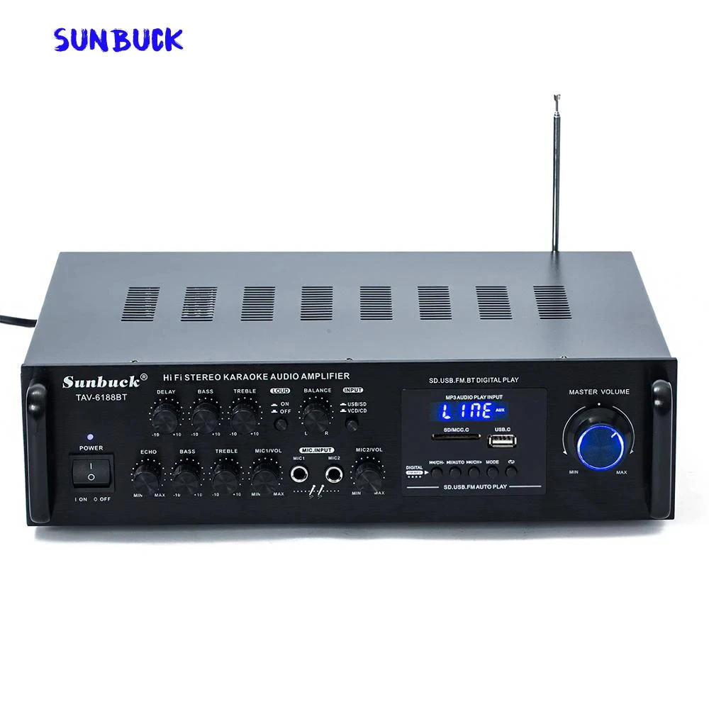 Sunbuck 6188BT 2.1 300W High Power SD USB FM Bluetooth Remote Control AV Amplifier Home Sound Amplifier Audio