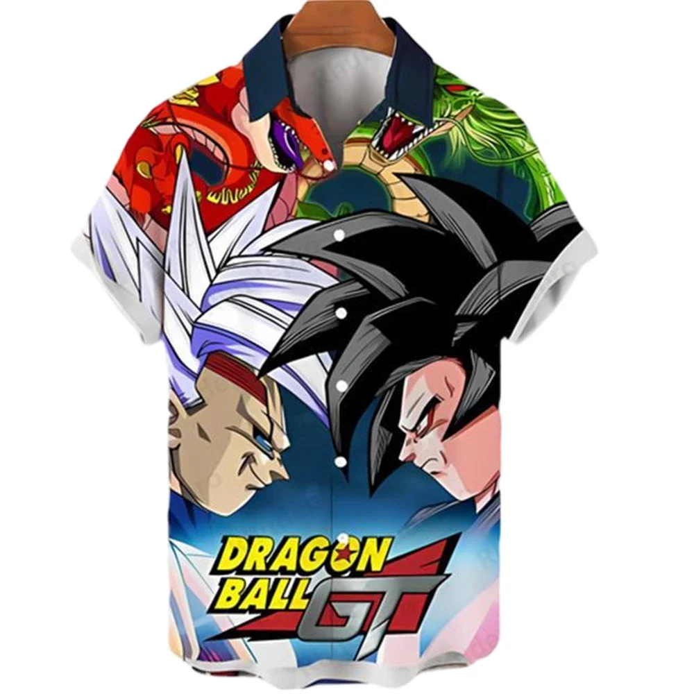 Sommer Herren Dragon Ball Shirt Männer Anime Kleidung Goku Shirt Mode Hawaiianischer Stil Kakarot Vegeta Super Saiyan Oberteile