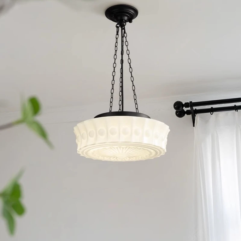 

Medieval Cream Style French Retro Restaurant Chandelier Glass Creative Living Room