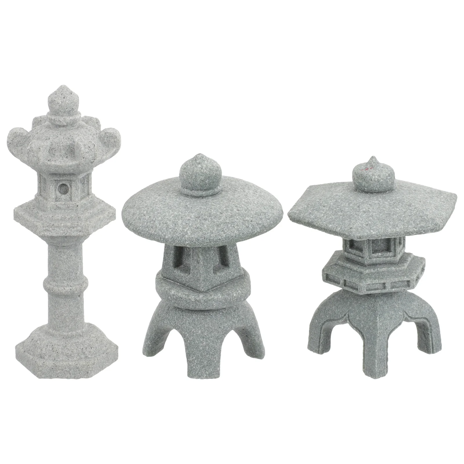 

3 Pcs Mini Lanterns Simulated Japanese Landscape Ornaments Resin Bonsai Garden Decor Statue Miniature Scene Pavilion