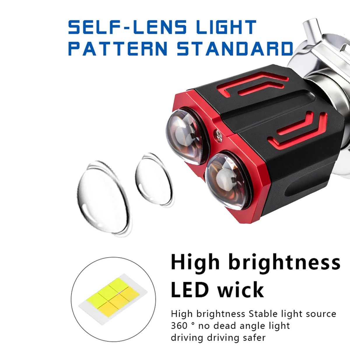 KEVANLY 1x H4 BA20D H6 LED Motorcycle Headlight Bulb Dual-Lens 3570 Chip CSP LED Motorbike Lamp White Amber Scooter Lights