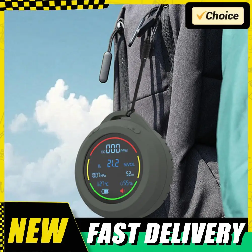 

6 In 1 CO CO2 Carbon Monoxide Carbon Dioxide Detector Rechargeable Temperature Humidity Air Pressure Altitude Monitor for Travel