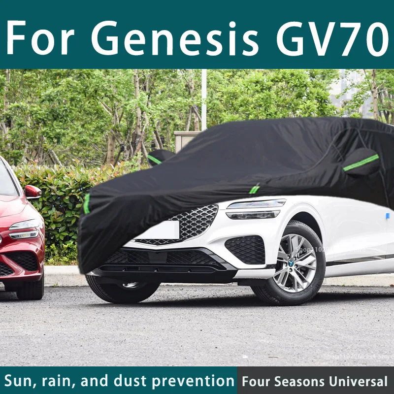 

For Genesis GV70 210T Full Car Covers Outdoor Uv Sun Protection Dust Rain Snow Protective Car Cover Auto Black Cover