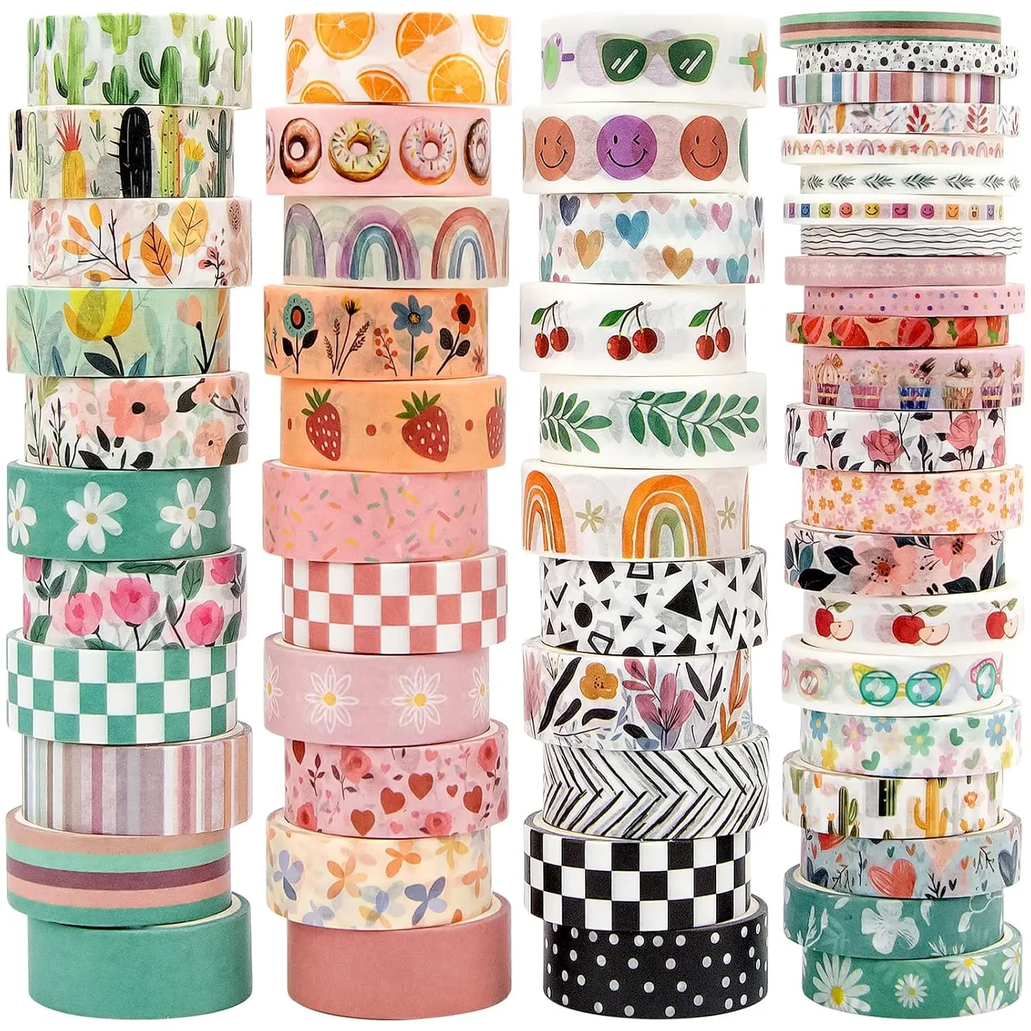 

55 Rolls Bohemian Washi Tape Set - Decorative Tapes for Journaling, Scrapbooking, and Crafts