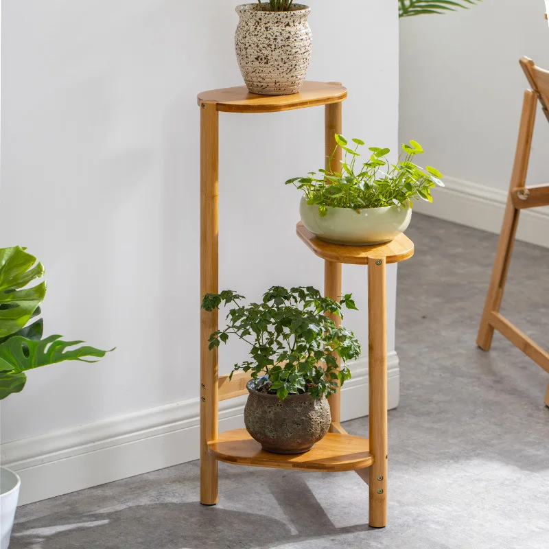 Balcony flower stand Solid wood multi-layer indoor floor succulent living room flower stand Green dill pot frame Shelf