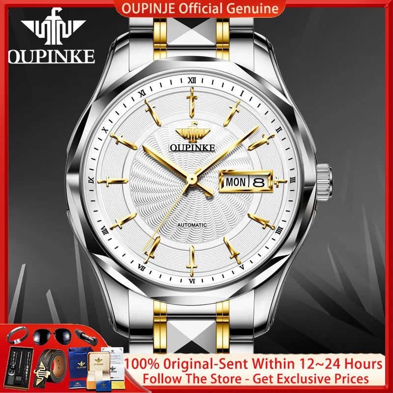 OUPINKE 3172 All Automatic Watch Luxury Men Original Imported Movement Mechanical Watch Sapphire Calendar Bestseller Men Watch