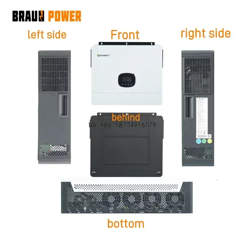 wmwmnu Off-Grid Inverter SPF 12000 ES Single Phase Solar System Inverter AC 8000W 60Hz Compatible Lithium Lead-Acid WiFi