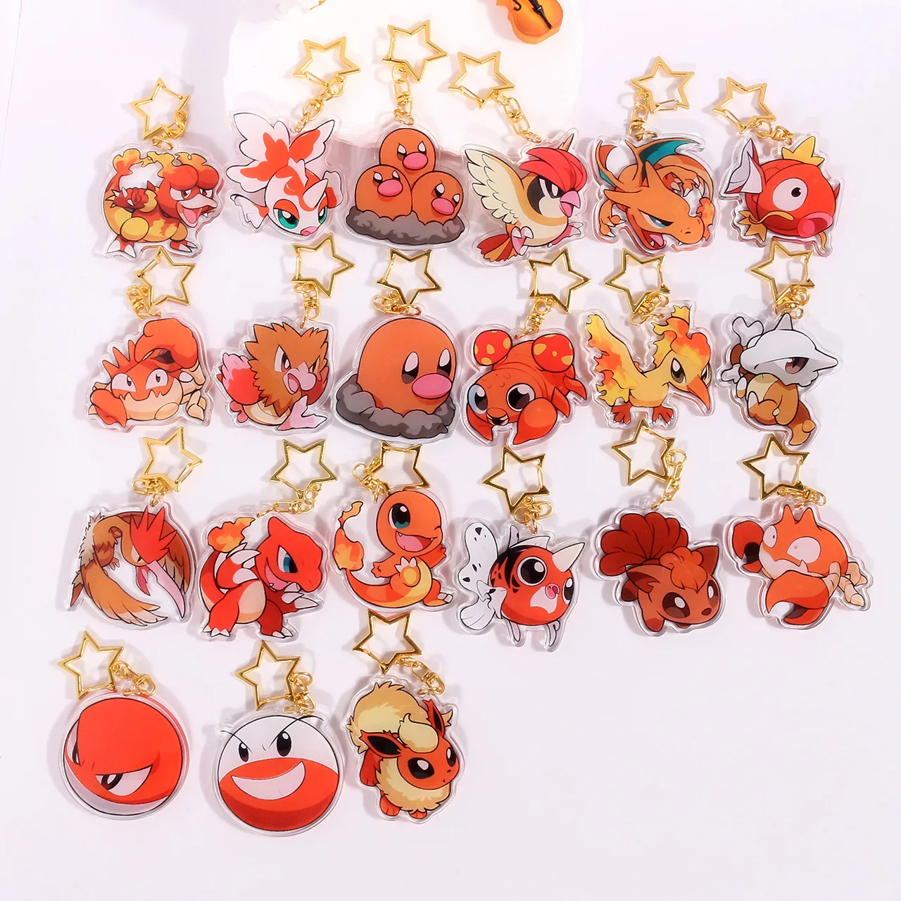 Anime pokemon charizard flareon vulpix pidgeot moltres moltres cubone charmander charmeleon acrílico chaveiro saco de carro pingente 5cm