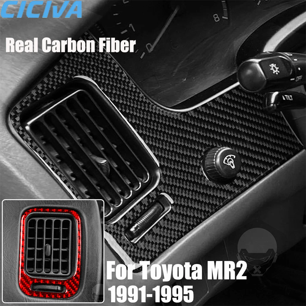 

Настоящее углеродное волокно, автомобильные аксессуары, декоративная крышка вентиляционного отверстия на приборной панели, мягкая наклейка для Toyota MR2 SW20 1991 1992 1993 1994 1995