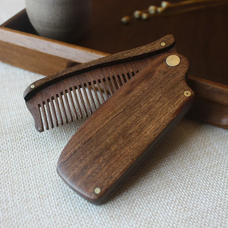 Wooden Hair Comb Sandalwood Comb for Beard Fold Pocket Comb Hair Brush Beard & Mustache Brush for Men peine para barba