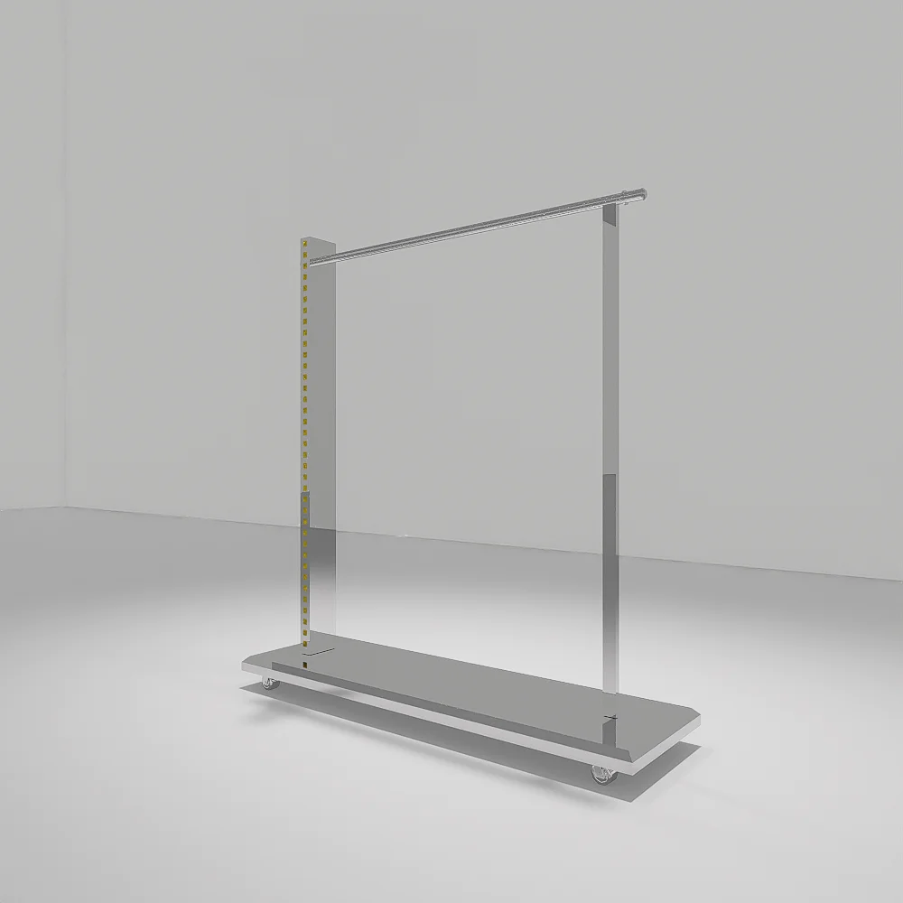 Modern Eco-Friendly Gantry Frame Brushed Stainless Steel Garment Stand Clothes Hanger Rack Display For Shop