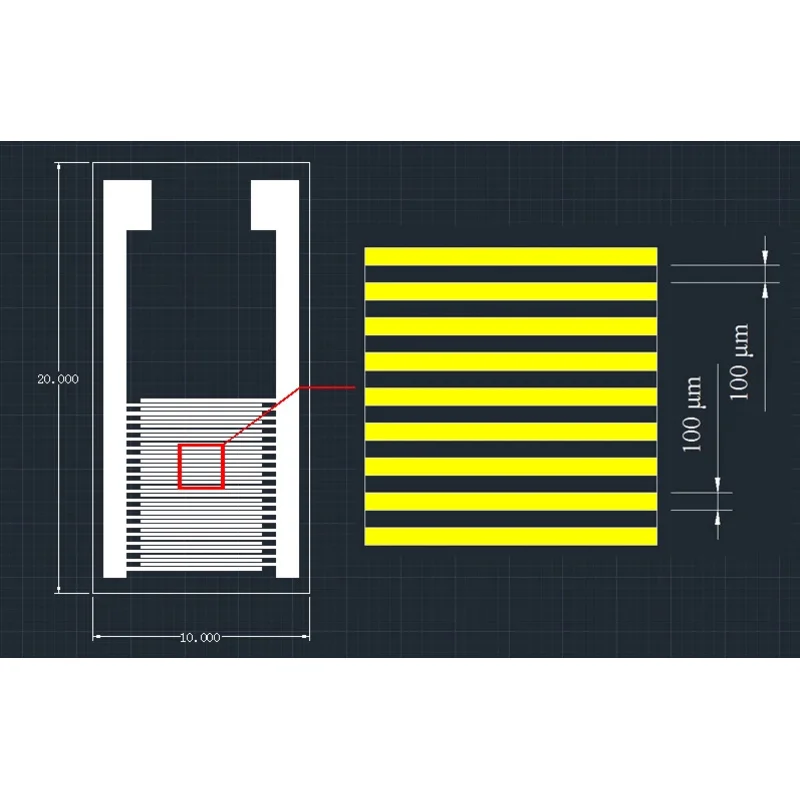 100um Large Size Ceramic Interdigital Electrode Capacitance Array Biogas Humidity Sensor Chip 10X20