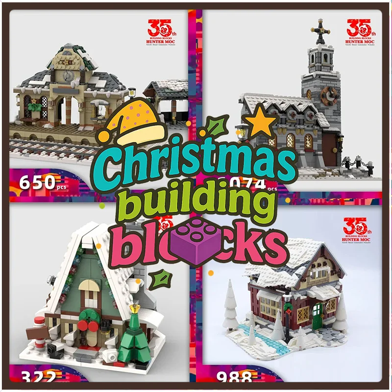 Winter Village Vacation House for Kids – 2025 Christmas Advent Calendar & Xmas Houses Blocks Fun Creation