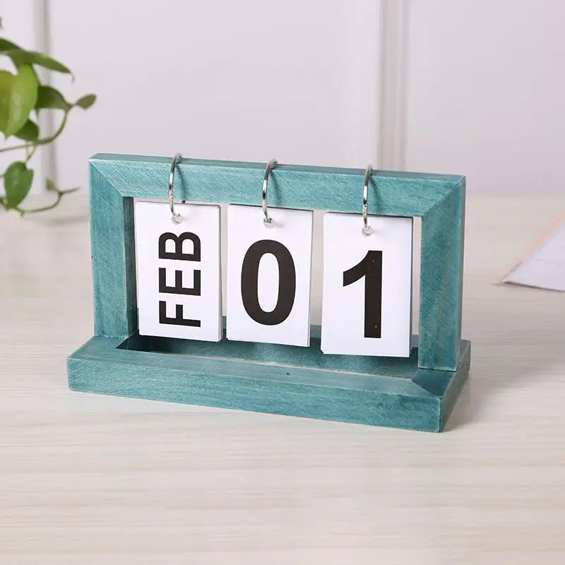 

1PC Wooden Calendar Flip Page Hanging Style Perpetual Calendar Bedroom Desk Ornament Festival Gift Decorative Desk Calendar