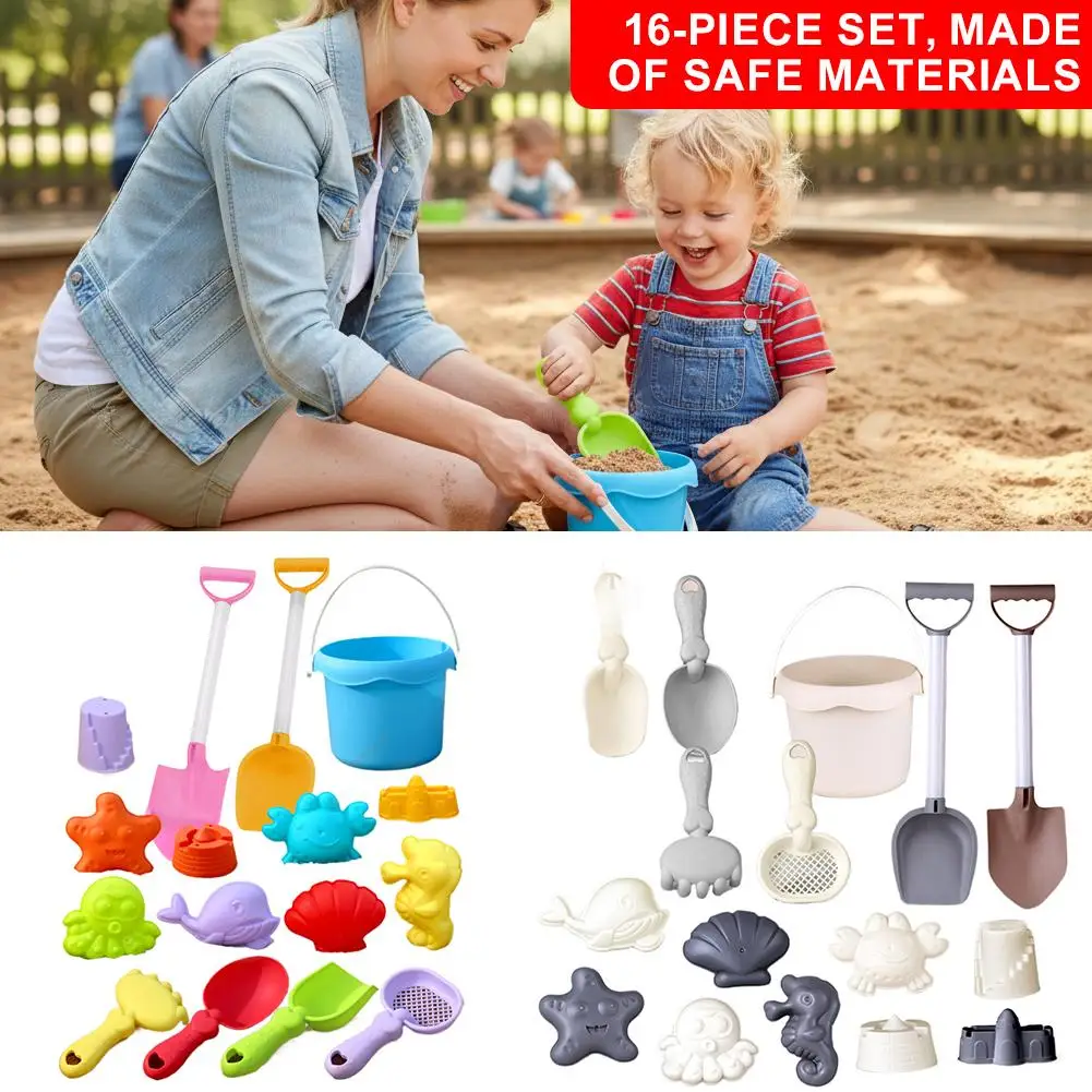 Mini Beach Toy Set Shovels Buckets & Sea-themed Molds For Kids Beach Fun Sandcastle Building Kit Outdoor Sand Toys For Toddler