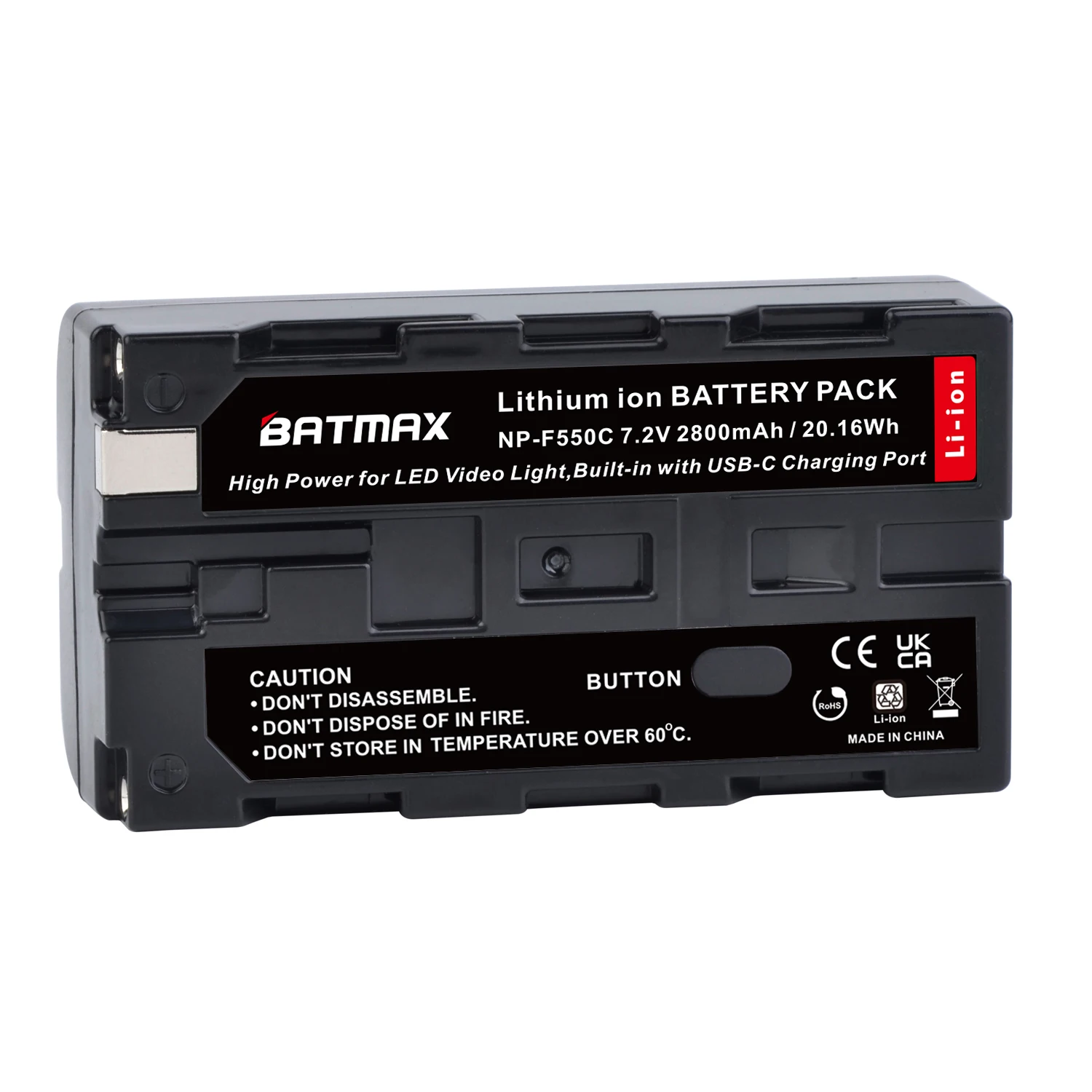 Batmax NP-F550 Battery with USB-C Fast Charge Port for Godox LED Video Light for NP-F Battery LED Light Panels,Video Monitor