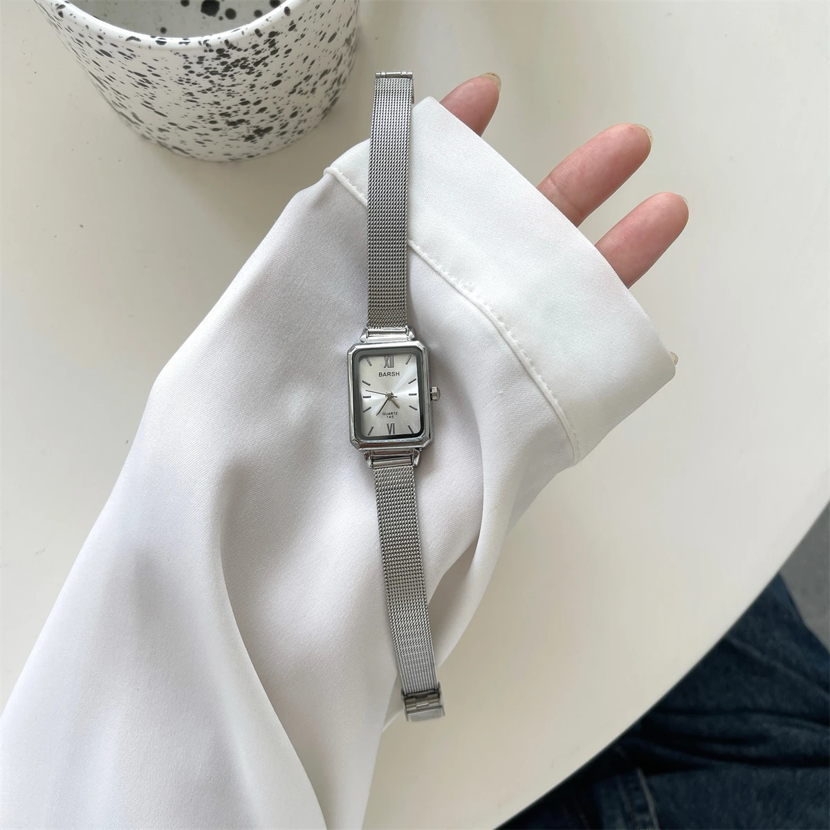 우아한 여성용 시계 그린 스퀘어 고급 메쉬 스트랩 팔찌 - Luxury Watch Grade 리뷰 및 가격