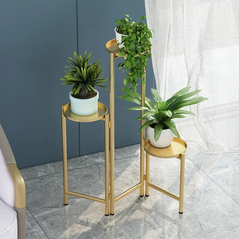 Nordic Golden Iron Flower Stand, Rust-proof Folding Plant Holder, Home Decoration Multicolor Pot Stand, Indoor Plant Display