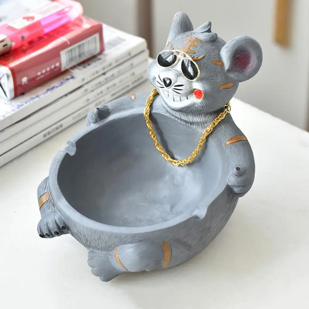 Windproof Semi-enclosed Ashtray Handmade Tiger Bulldog Ashtray Fireproof Coating Windproof Design Unique Resin Table for Home