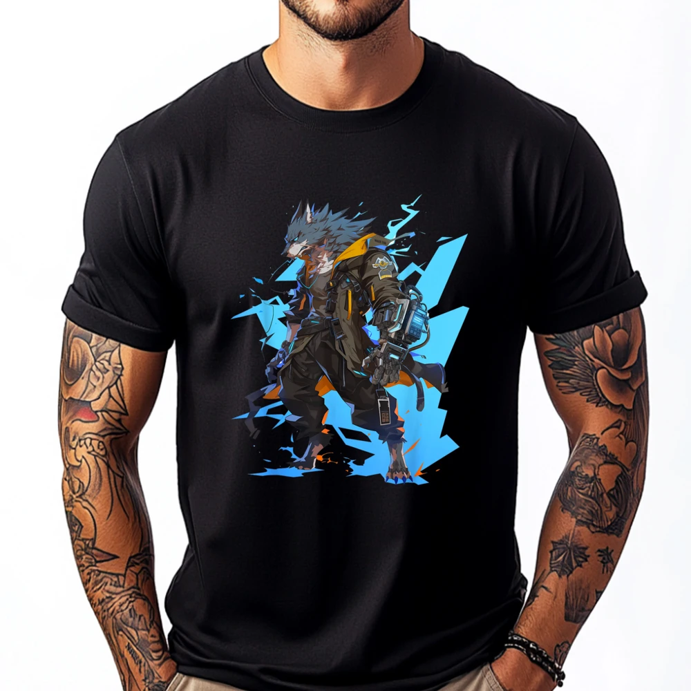 

Cyberpunk Wolf Future Legend Harajuku Tee Shirt Men Tee Shirt Cute Oversized T Shirt Sale