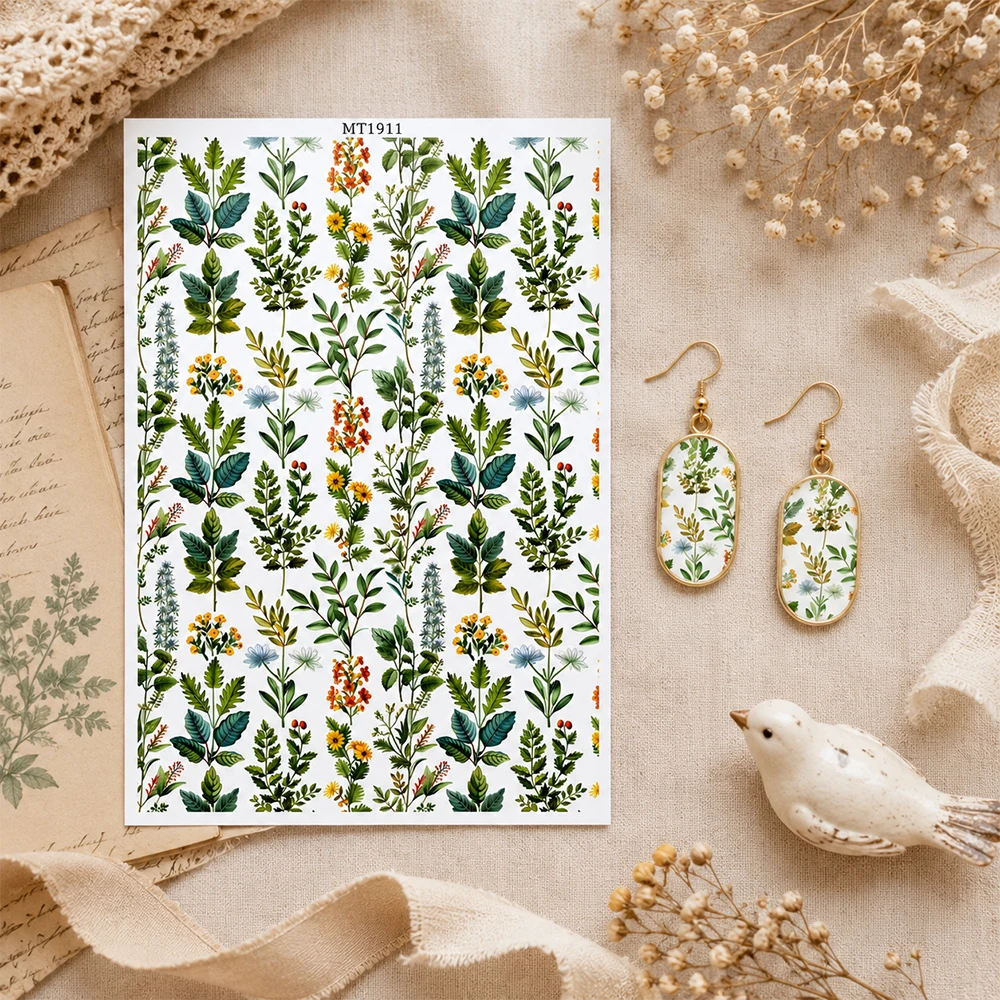 Christmas Theme Flower Polymer Clay Transfer Paper Water Soluble Disposable Stickers Printing Paper Earrings Jewelry Making