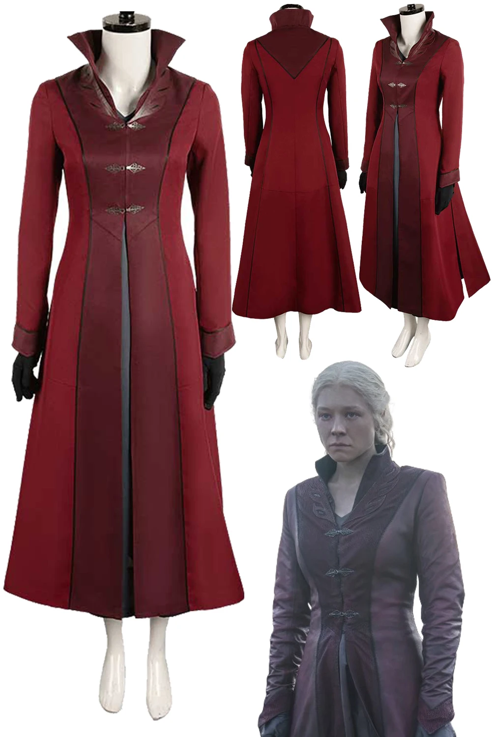 

Disguise Medieval Princess Rhaenyra Cosplay Wine Red Dress TV Dragon 2 Cosplay Family Costume Women Role Play Fancy Party Cloth