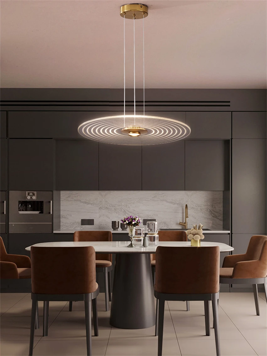 Modern aluminum acrylic circular pendant lights living room dining luxury lamps LED hanging lights decorative LED fixtures