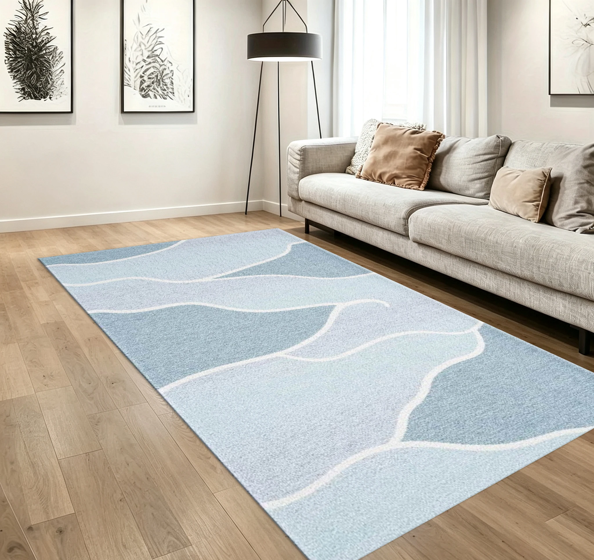 Modern Curved Line Carpet Floo - đánh giá và giá Printed Rug Abstract